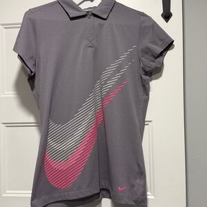 Nike Polo Shirt with Pink and White Swoosh